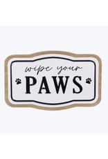 21535 Wood with Embossed Metal Wipe your Paws Sign 10" x 0.51" x 6.25"