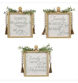 20788 Wd Box Sign W/ Blessing Bead 3 styles   10" x 1.5" x 12.25" EACH