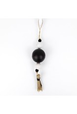 75430 Wd Orn w/Tassell Beads Wht /blk