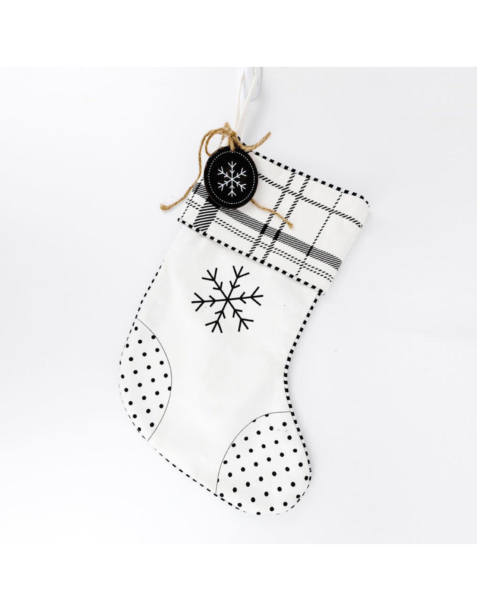 70877 Canvas Stocking Chk Snowflk