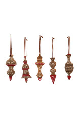 XM7661A 6.5"Enameled Carved Wood Ornament, 5 styles EACH