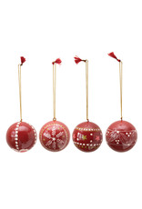 XM9093A Hand-Painted Paper Mache Ball Ornament, 4 Styles EACH