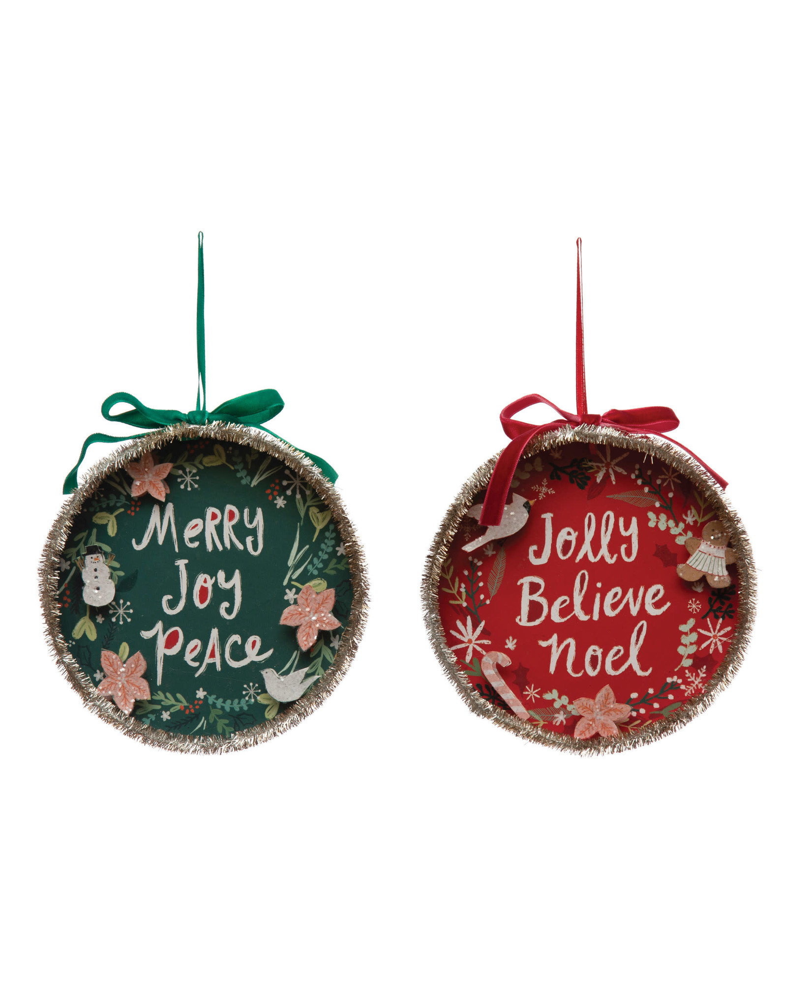 XM8588A Hand-Painted Holiday Paper Ornament, 2 Styles EACH