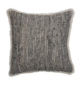 DF5178  SQ Cotton Pillow Blk/Fringe