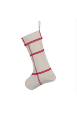 XS0129 20"H Cotton Flannel Stocking with Grid Pattern, Cream Color and Red