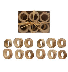 XS0960 Approximately 3" Round Birch Wood Napkin Rings, Boxed Set of 12