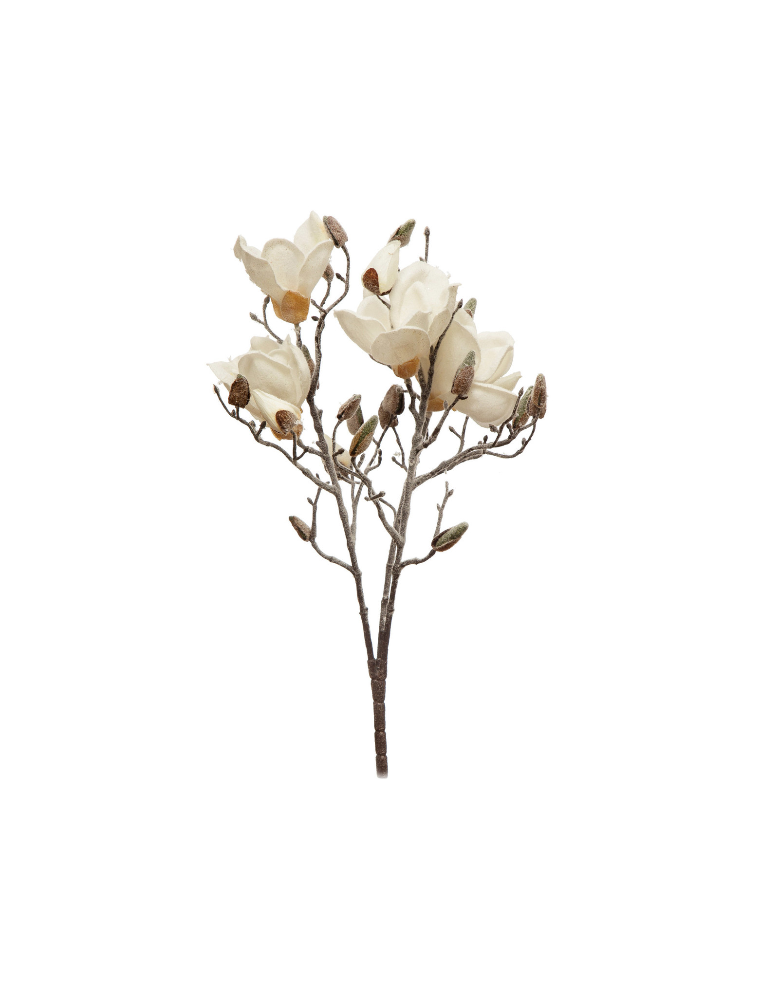 XS1174 18-1/2"H Faux Magnolia Bloom Stem, Snow Finish, White