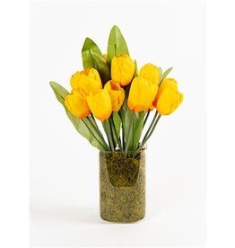 75566 16" Yellow Tulip Glass Vase