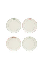 XS1379A 8" Round Stoneware Plate with Saying, White, Burgundy and Green, 4 Styles EACH