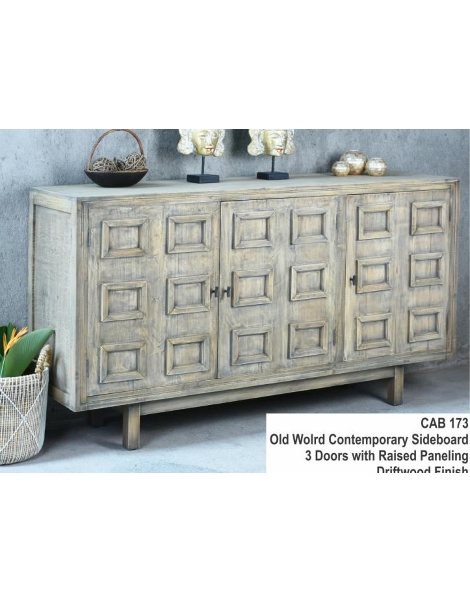 CAB173 Old World Sideboard 3Drs 72x18.1x40.1"H