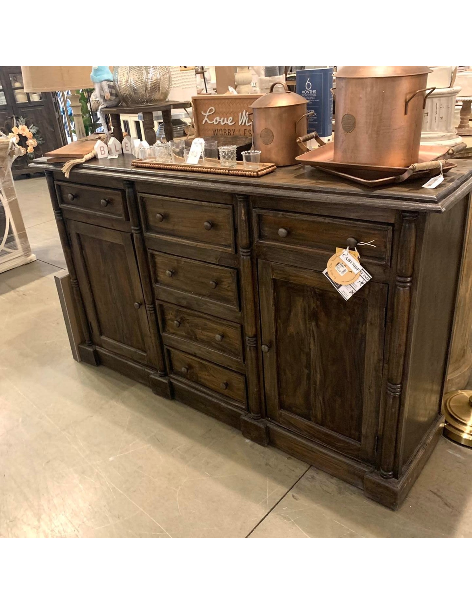 CAB1700 American Credenza 2 Panel Dr 6 Drw W/RG 68.1x17.7x40.5