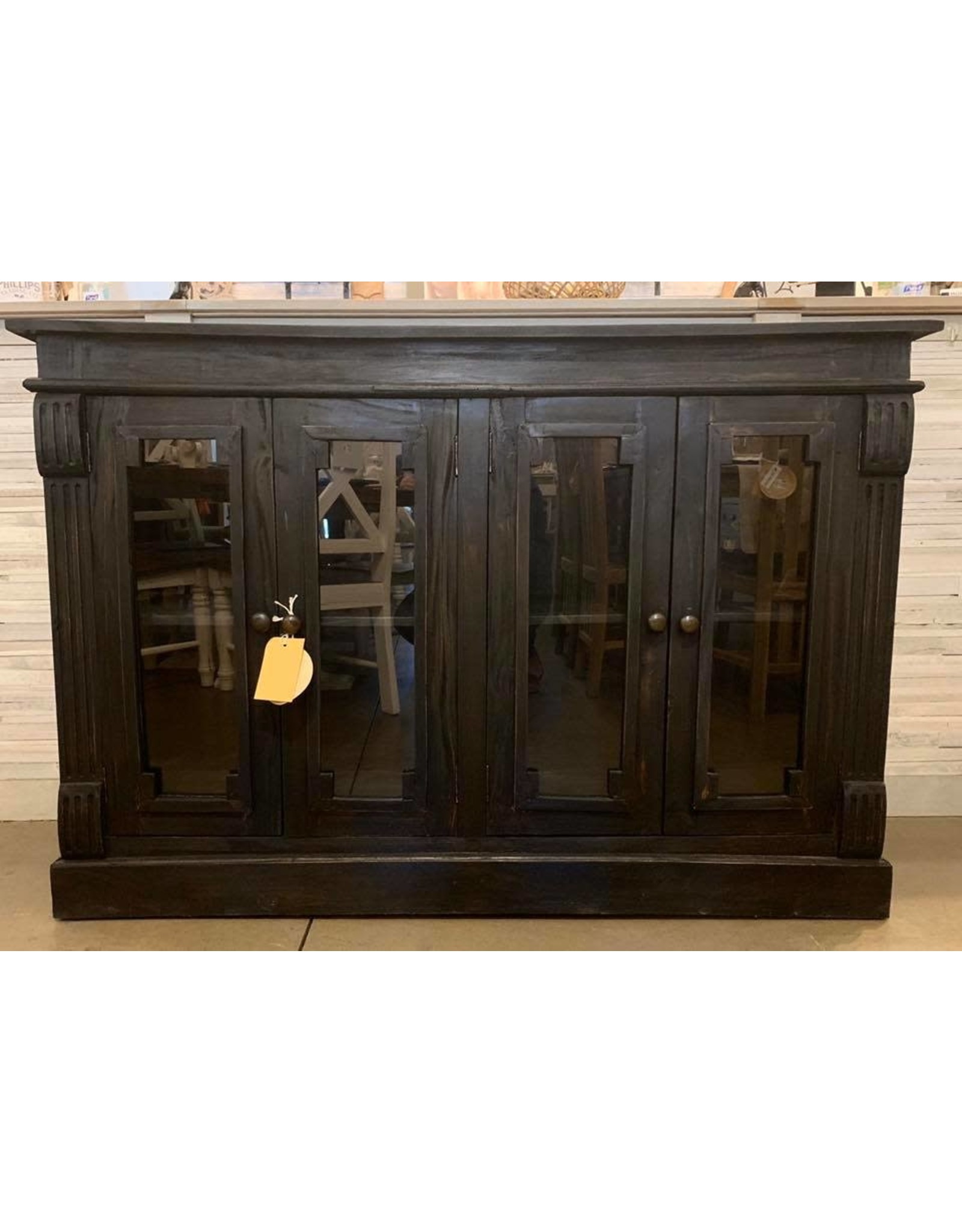 CAB1589 Glazed Credenza 4Glz Panel Doors 54.3x17.3x36.6"H