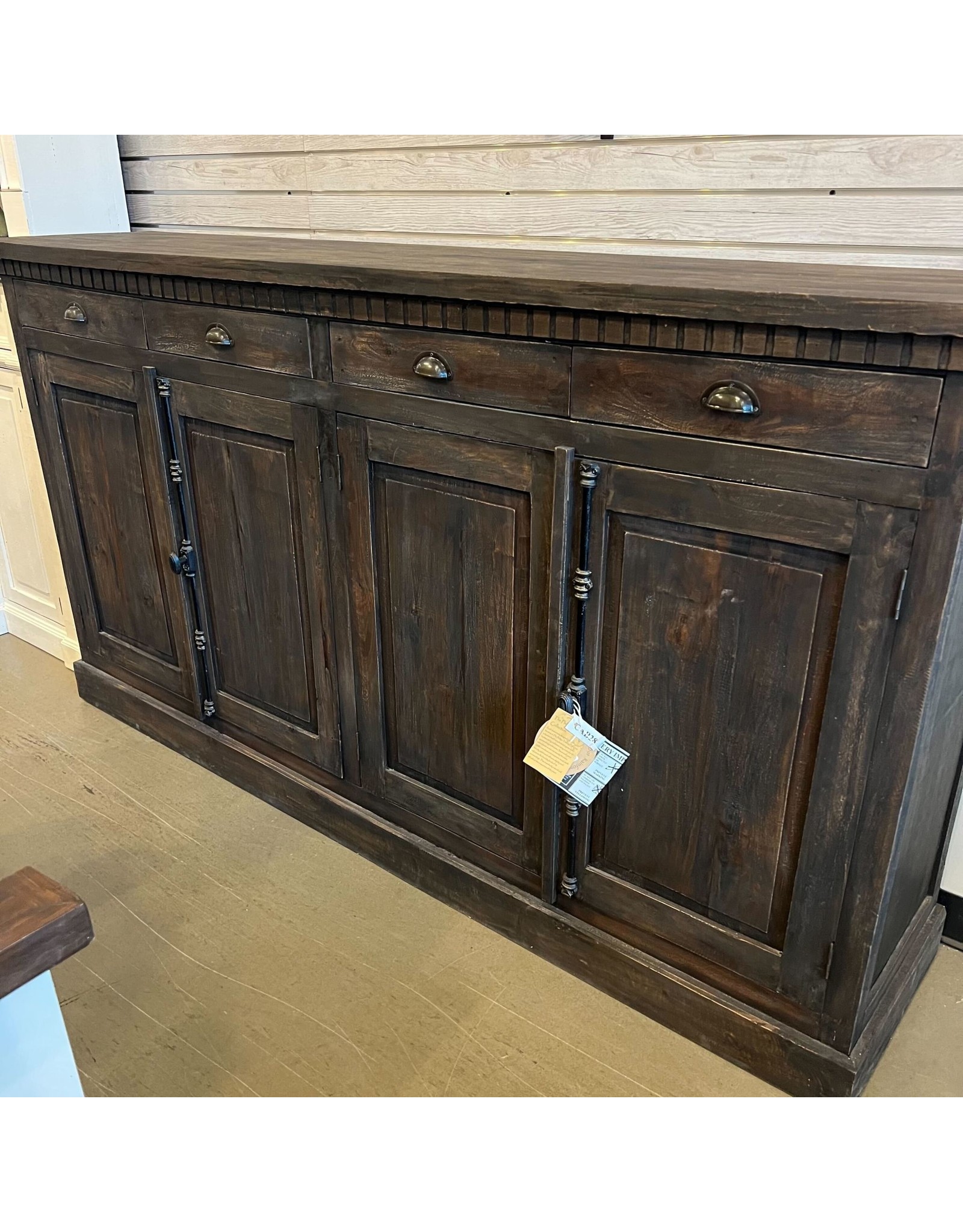 CAB282 Large Credenza 4 Drw w Bvld Pnls 4 dRw W/RG 81.8x17.7x44.8