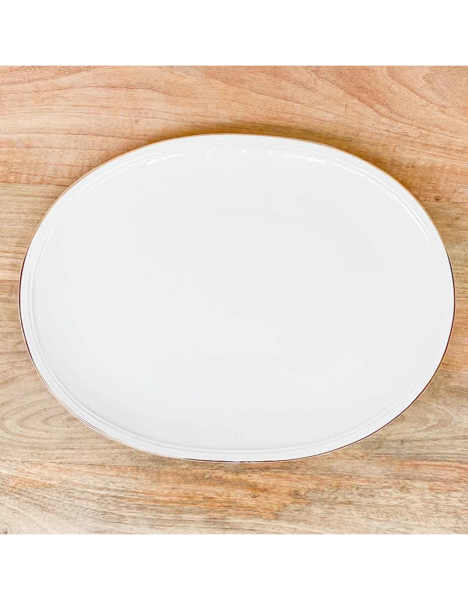 136521041 Classic Rim Platter white/gold 16 x 12