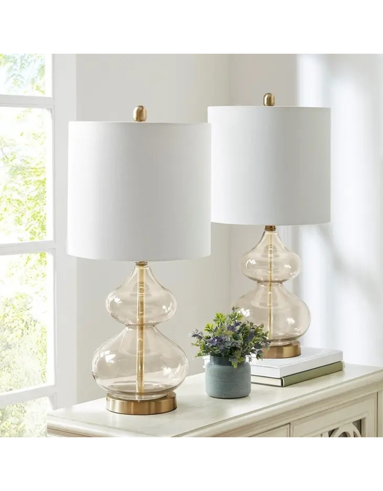 5DS153-0014_Single_2 Clear Glass Base Table Lamp Gold