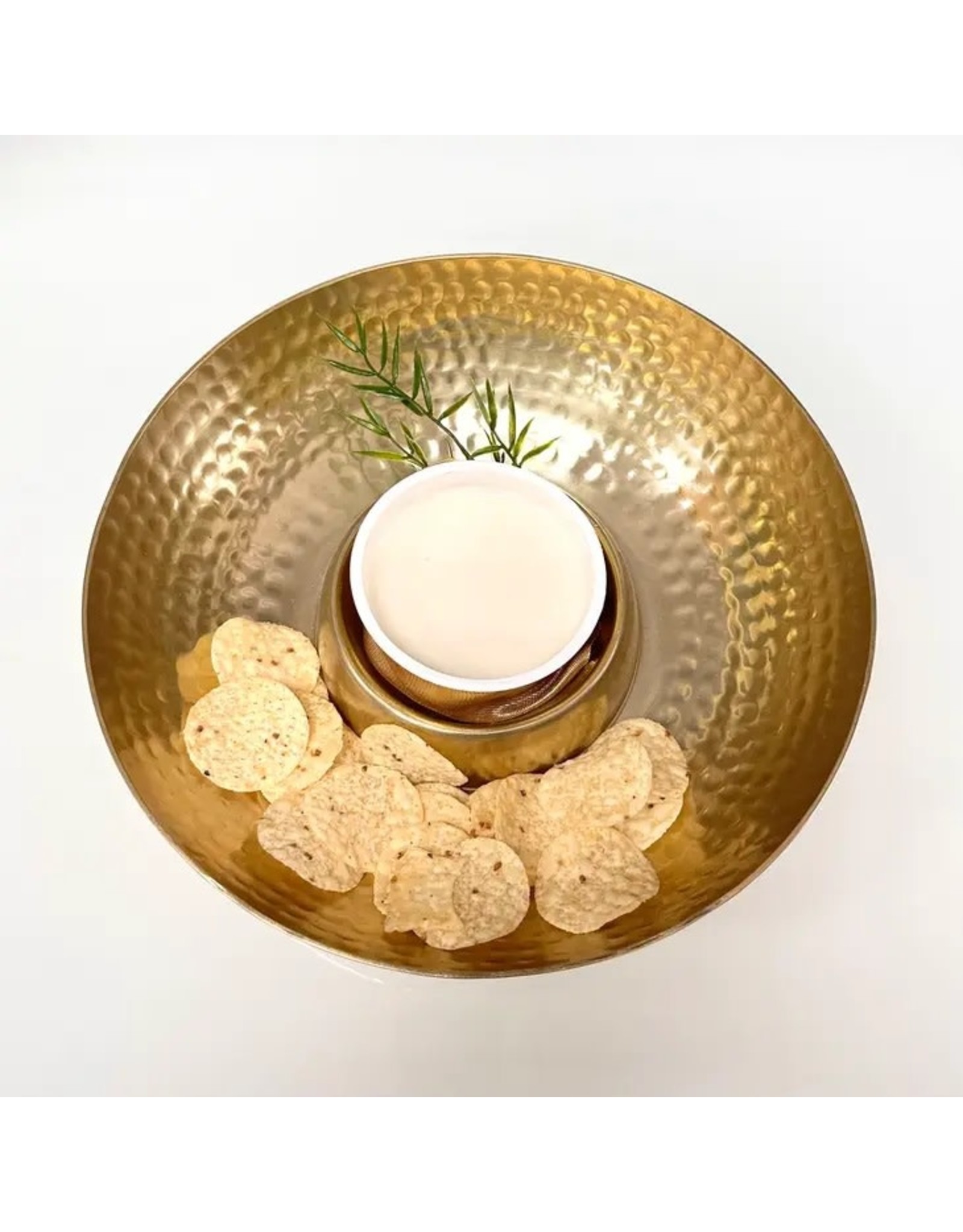 16151 Gilded Aluminum Chip and Dip Bowl