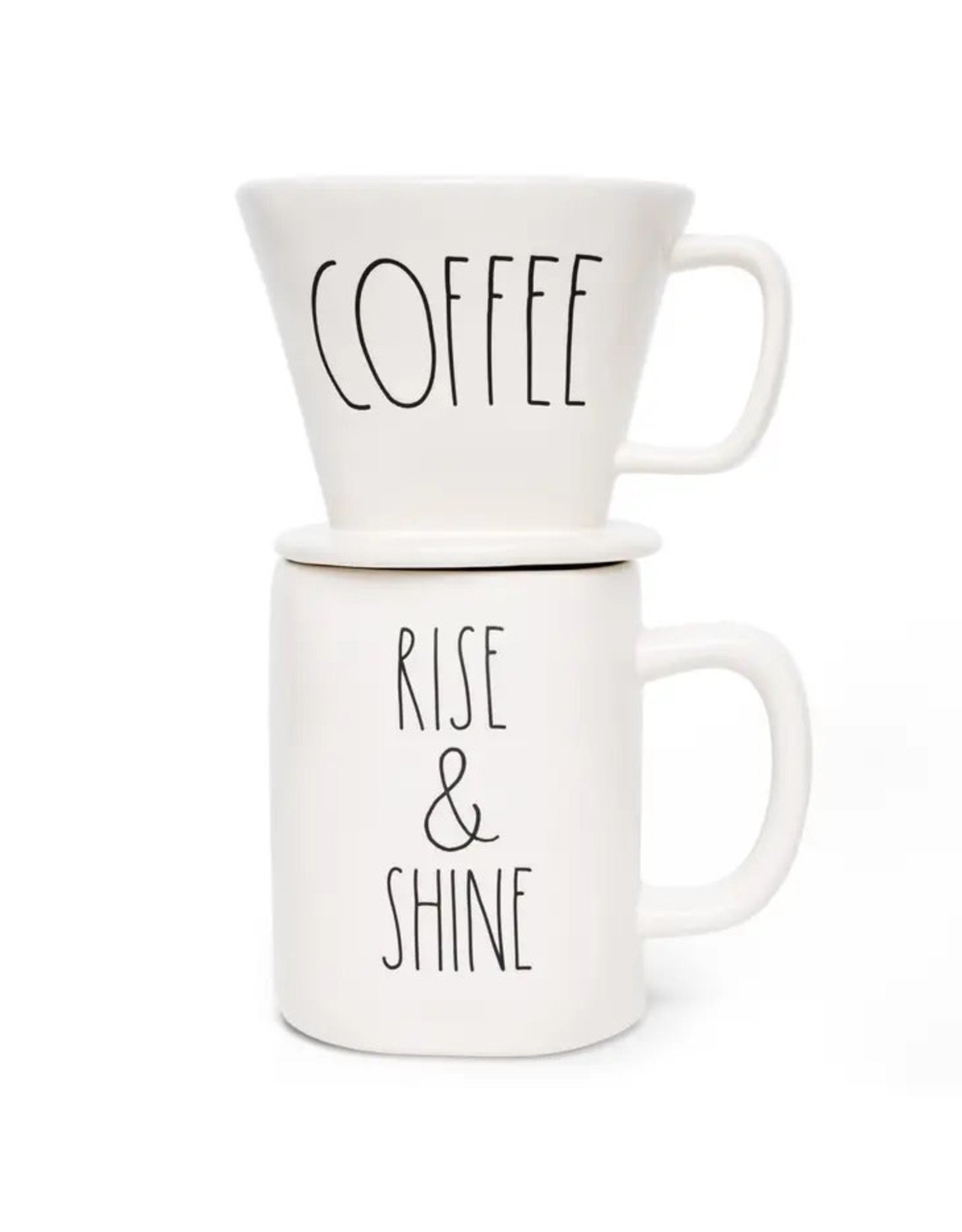 Rae Dunn Artisan COFFEE Drip and RISE & SHINE Mug Set - Phillips Trading