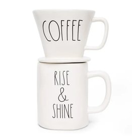Rae Dunn Artisan COFFEE Drip and RISE & SHINE Mug Set