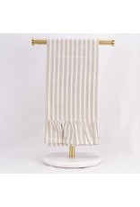 46326 Ticking Stripe Ruffle Hand Towel tpe/wht