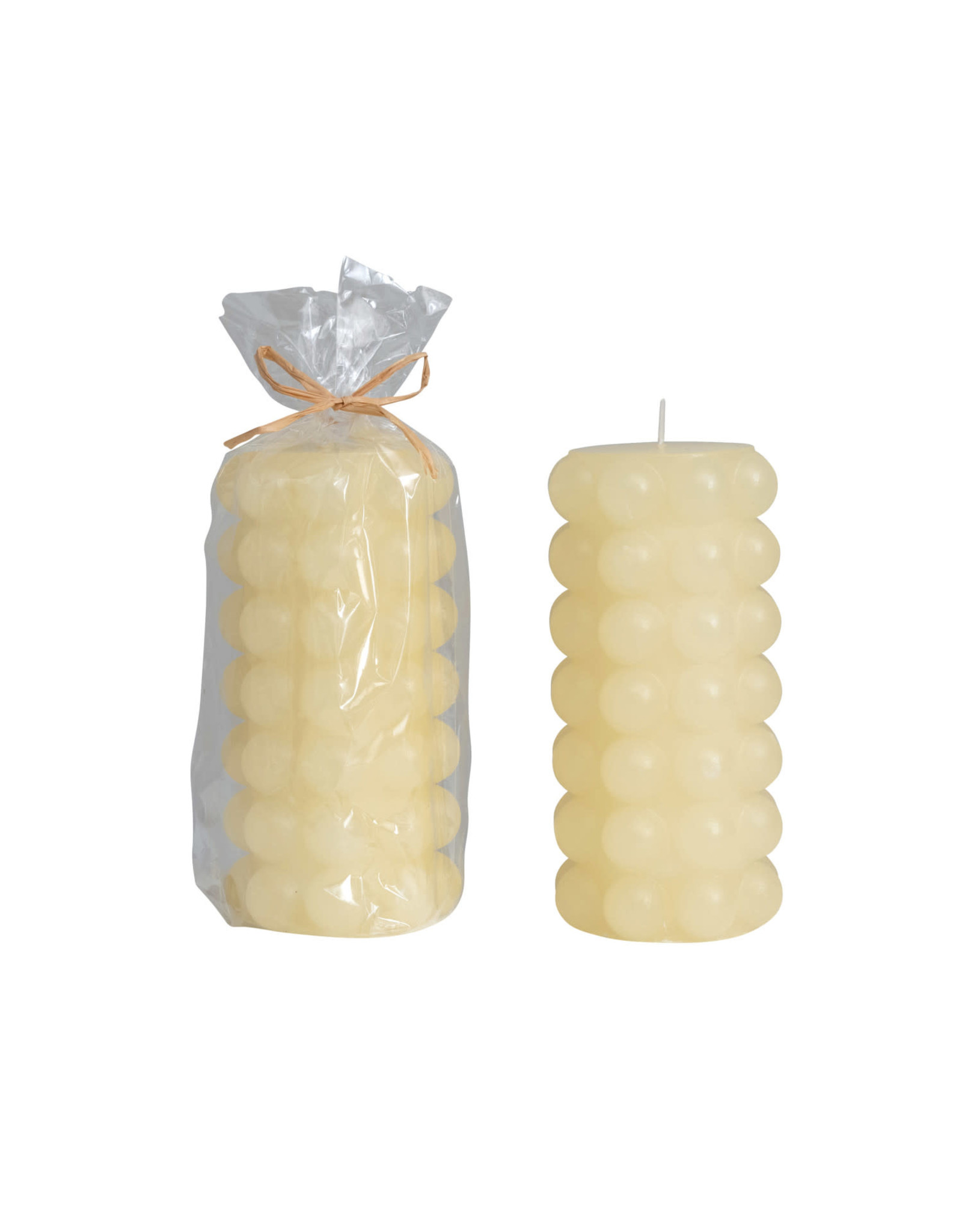 CD2137 Unscented Hobnail Pillar Candle Cream