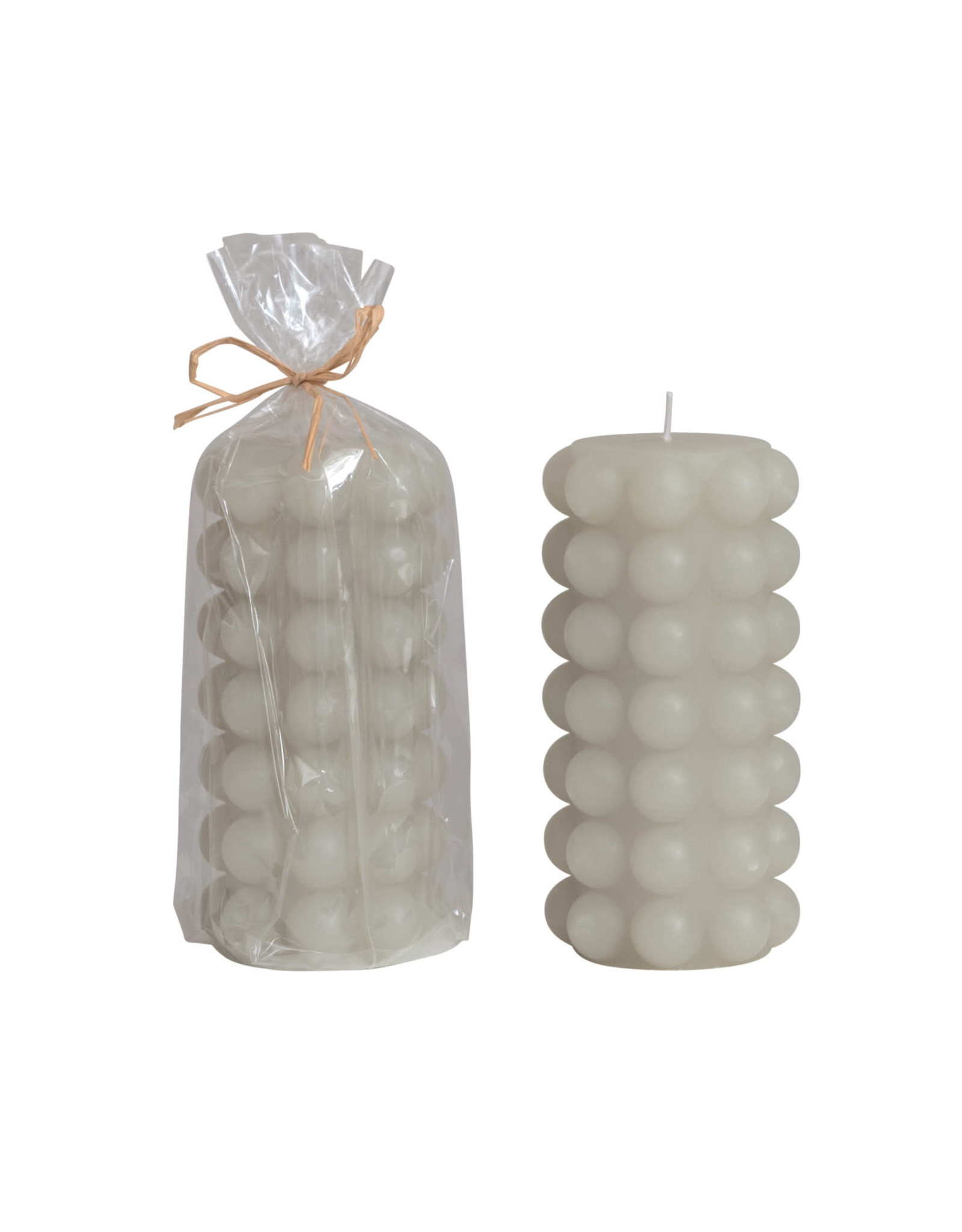 CD2138 Unscented Hobnail Pillar Candle Gray