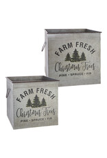 17.5" Farm Fresh Christmas Trees Square Bucket 4128891