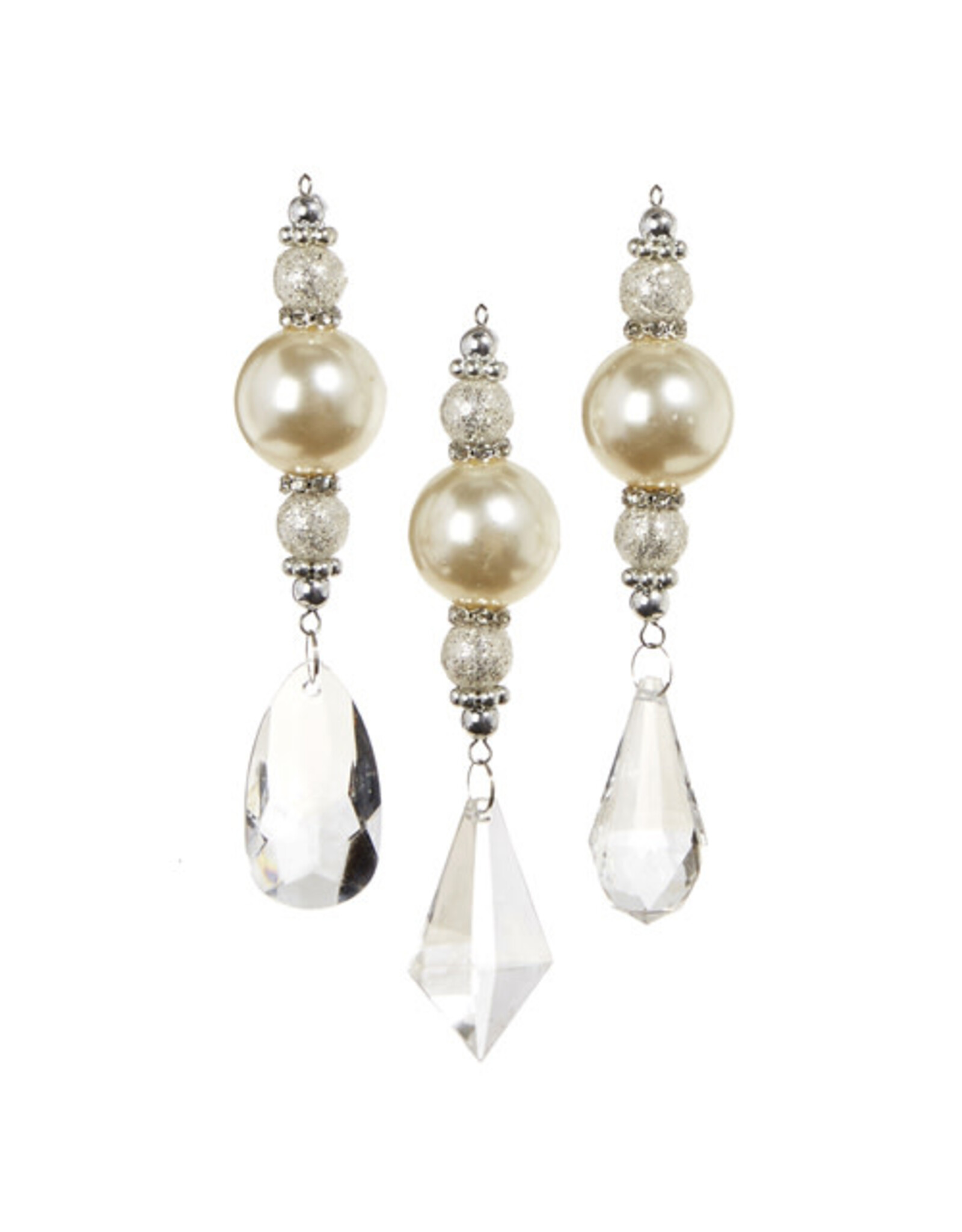 5.75" Crystal Pearl Drop Ornament 3 Styles EACH 4312512