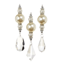 5.75" Crystal Pearl Drop Ornament 3 Styles EACH 4312512