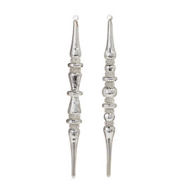 12" Silver Jeweled Finial Ornament 2 Styles EACH 4324599