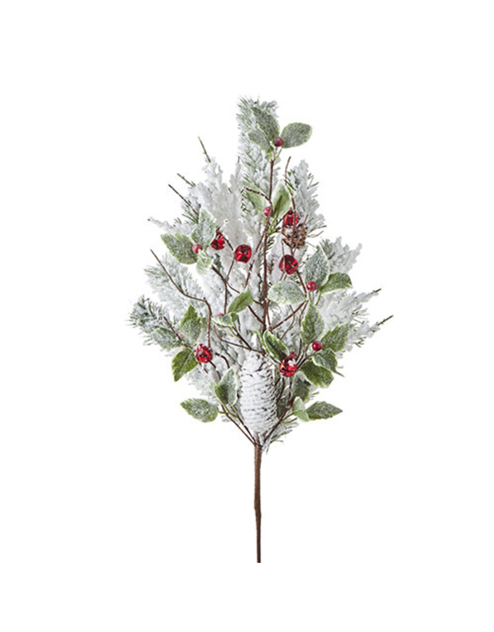 28" Iced Holly and Jingle Bell Spray F4202372