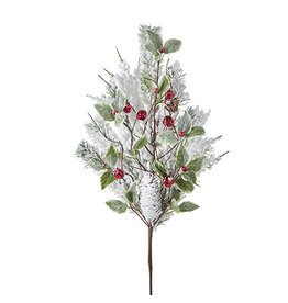 28" Iced Holly and Jingle Bell Spray F4202372