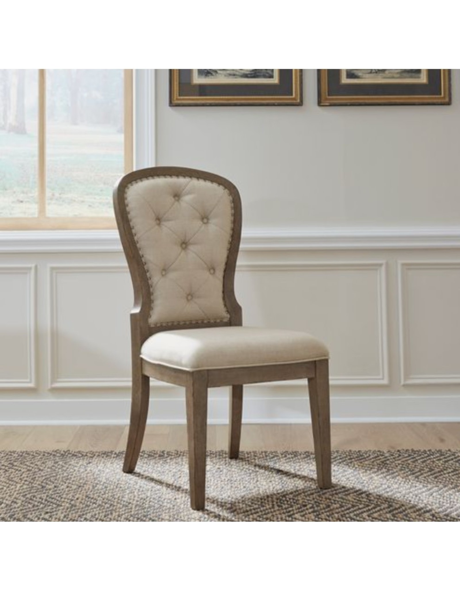 615-C0501S Farmhouse Am Uph Tufted Back Side Chair