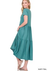 RS-8355X Plus S/S Tiered Midi Dress