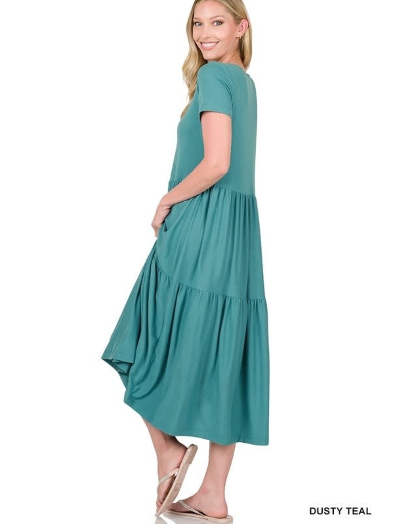 RS-8355X Plus S/S Tiered Midi Dress