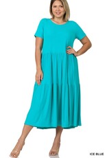 RS-8355X Plus S/S Tiered Midi Dress