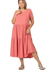 RS-8355X Plus S/S Tiered Midi Dress