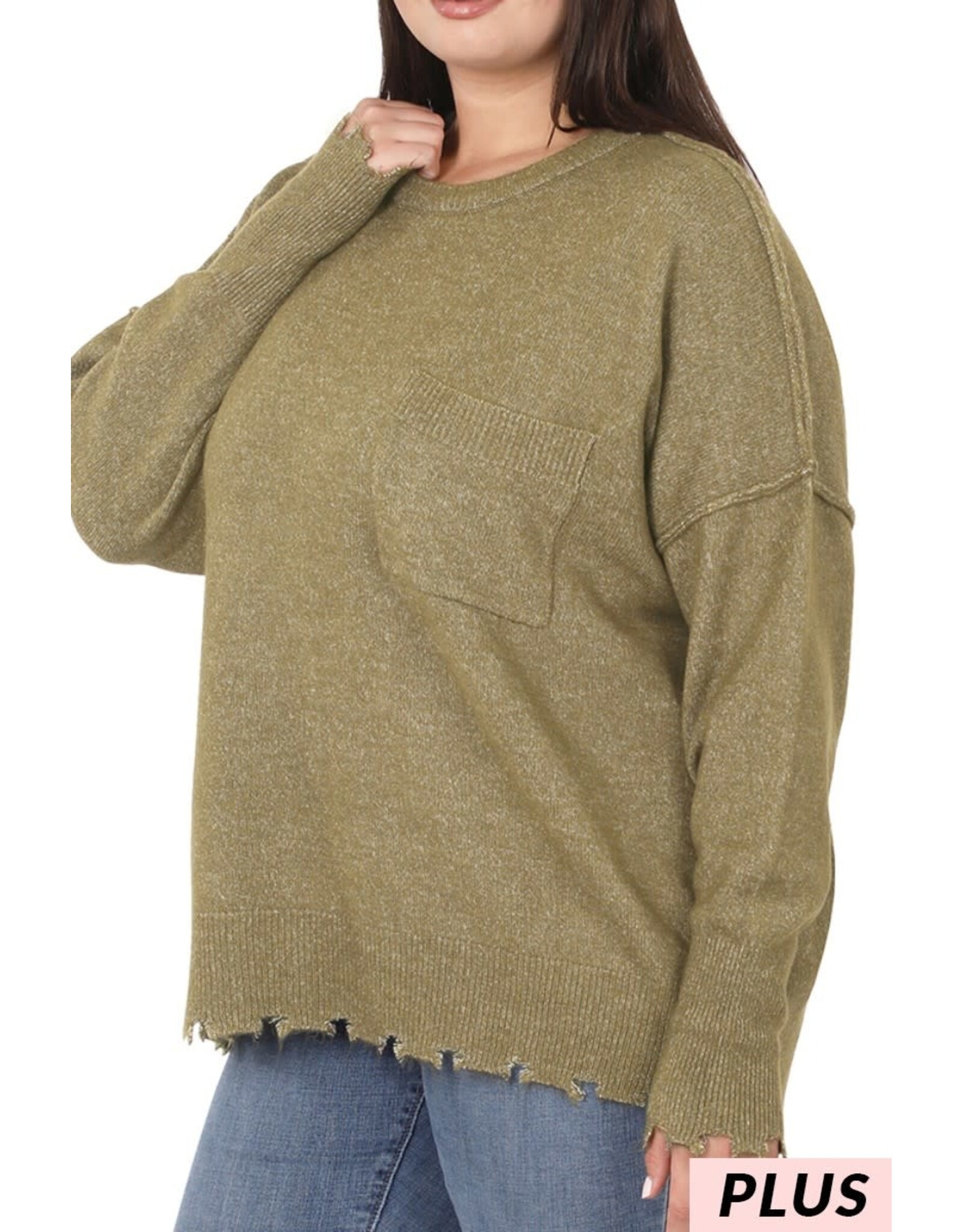 TW-2120X Plus Distressed Melange Sweater