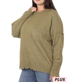 TW-2120X Plus Distressed Melange Sweater