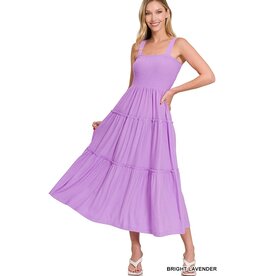 RS-8217 Smocked Tiered Midi Dress