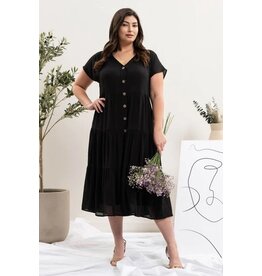 Plus FAUX BUTTON DOWN MIDI DRESS PCR2101