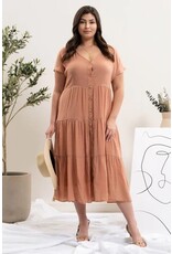 Plus FAUX BUTTON DOWN MIDI DRESS PCR2101