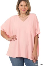 PLUS V-NECK DOLMAN SHORT SLEEVE TOP QT-2740x