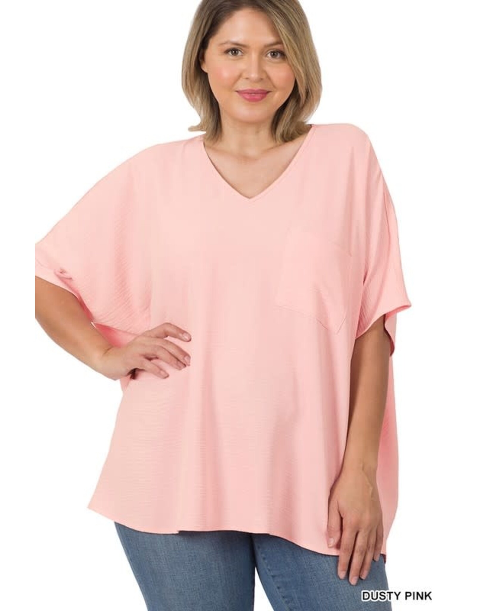 PLUS V-NECK DOLMAN SHORT SLEEVE TOP QT-2740x