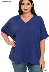 PLUS V-NECK DOLMAN SHORT SLEEVE TOP QT-2740x