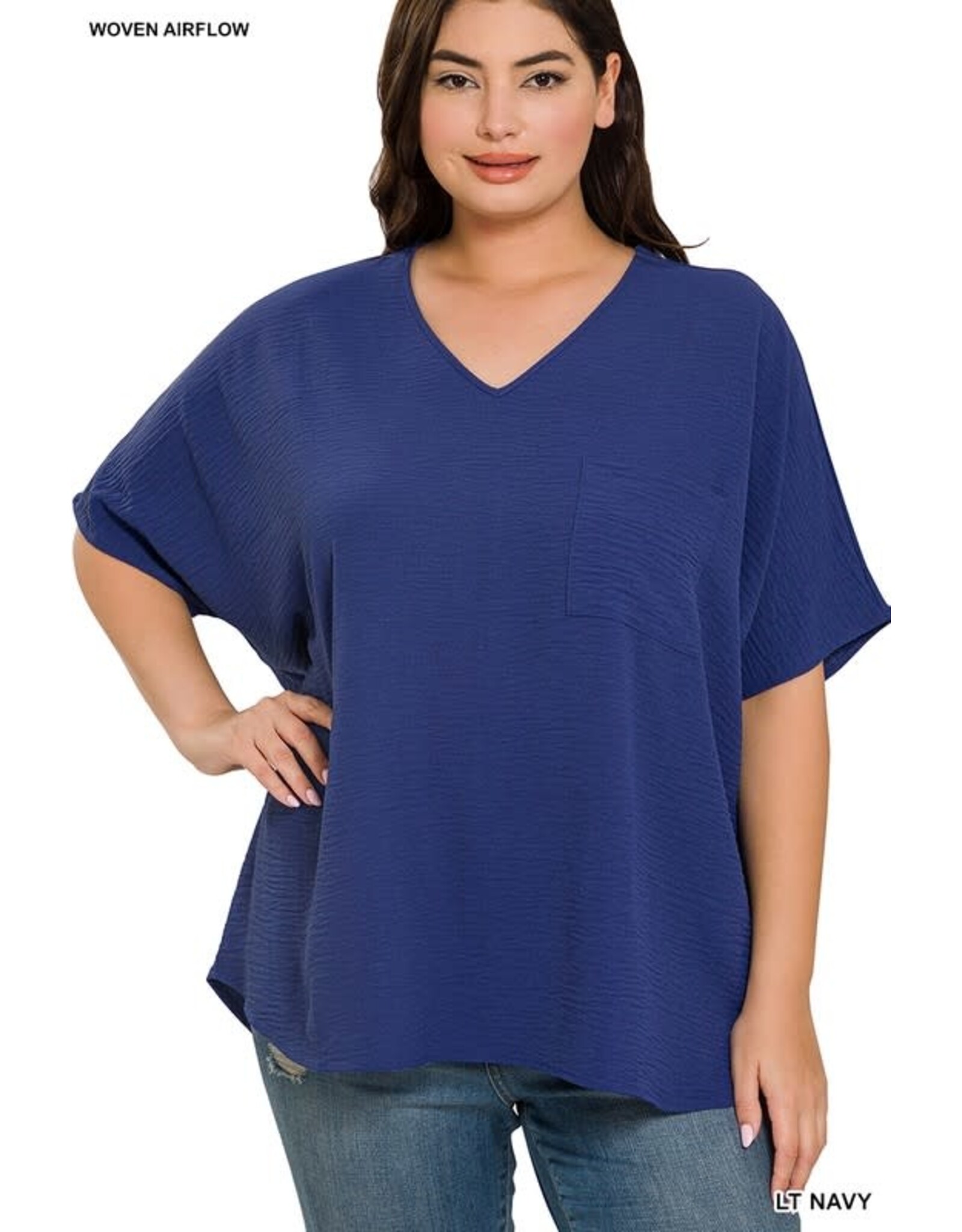 PLUS V-NECK DOLMAN SHORT SLEEVE TOP QT-2740x