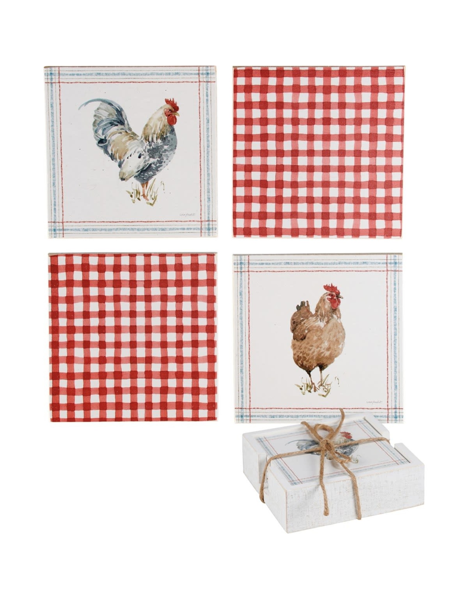 Boxed Coaster Set Roosters 116030