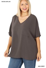 PLUS V-NECK DOLMAN SHORT SLEEVE TOP QT-2740x