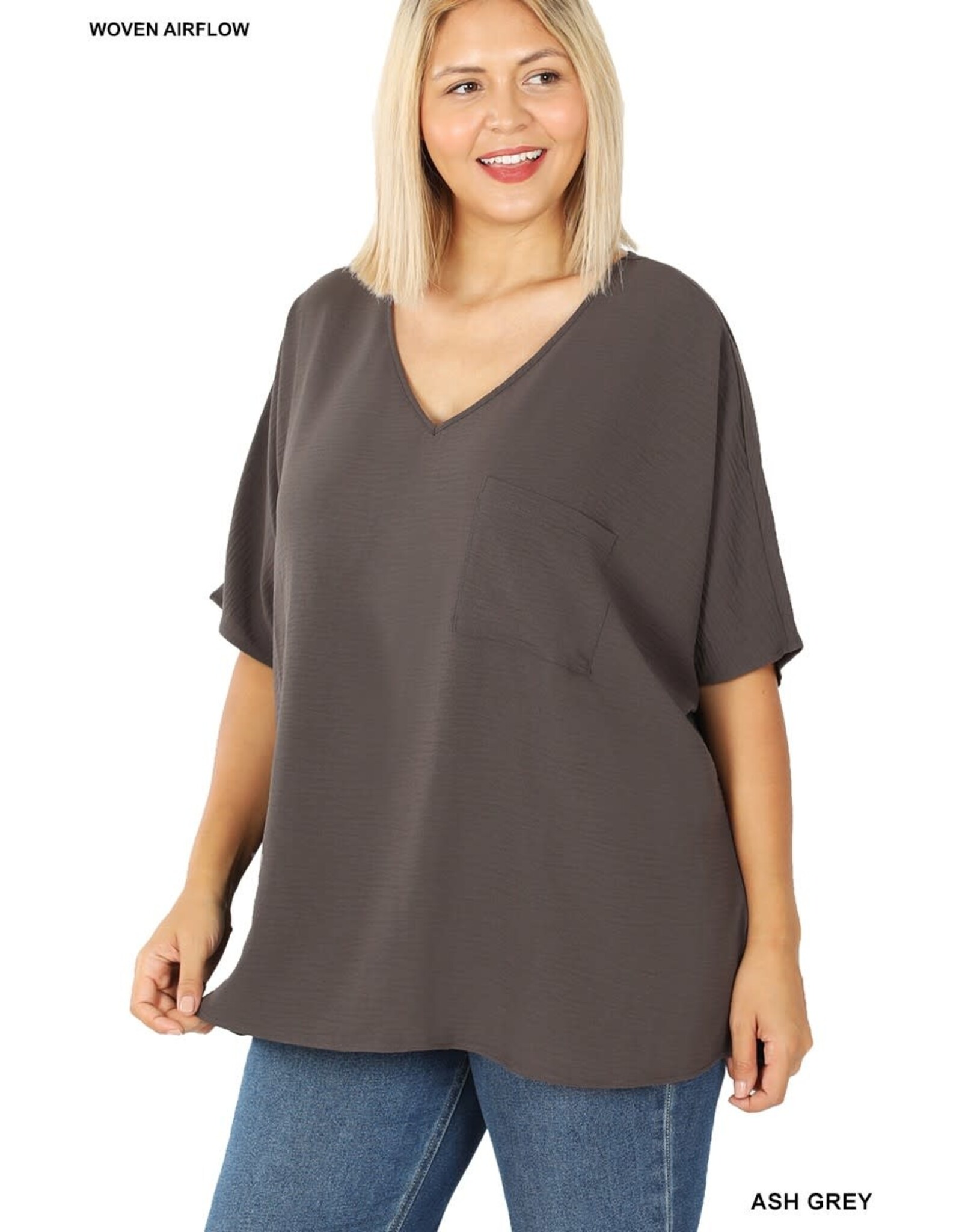 PLUS V-NECK DOLMAN SHORT SLEEVE TOP QT-2740x