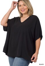 PLUS V-NECK DOLMAN SHORT SLEEVE TOP QT-2740x