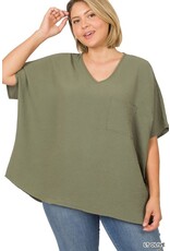 PLUS V-NECK DOLMAN SHORT SLEEVE TOP QT-2740x